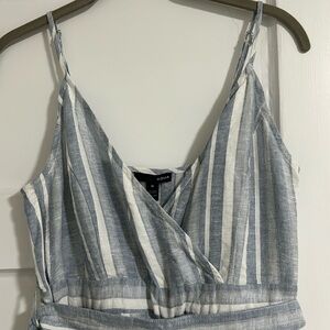 Aqua blue and white stripe pant Jumpsuit - one piece